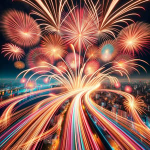 Vibrant Fireworks Display | Festive Holiday-Inspired Scene