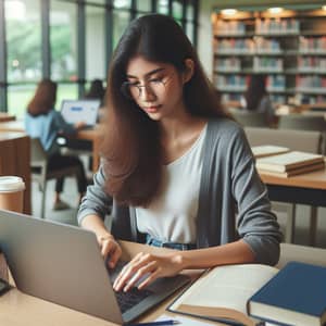 University Student Researching with Google | Library Study Session
