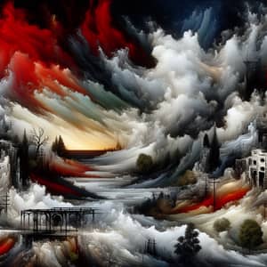 Abstract War Landscape: Chaos and Destruction