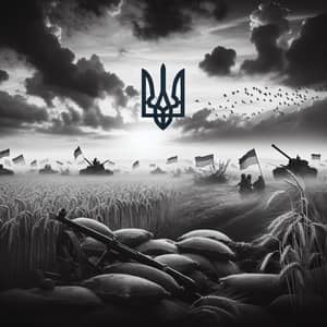 Monochrome Battlefield at Dusk | Ukrainian War Theme Album Cover