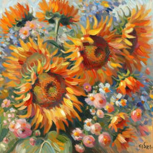 Impressionist Sunflower Painting