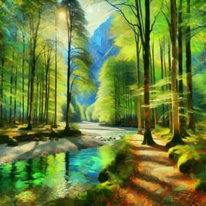 Serene Forest Landscape Painting | Impressionist Art