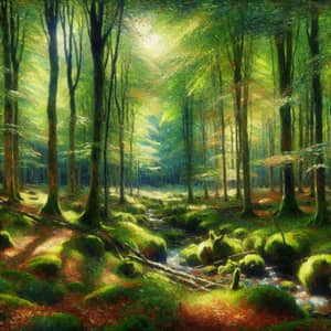 Impressionist Forest Art | Peaceful Green Scene