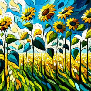 Vibrant Sunflower Field Abstract Art