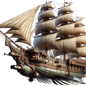 Grand Flying Ship with Metal and Wood Design