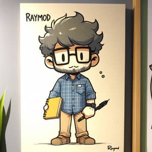Raymod - Doodle Character with Fluffy Hair & Glasses