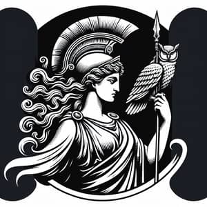 Elegant Line Drawing of Athena the Goddess