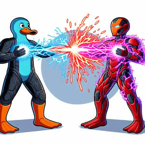Duck Duel: Nano-Electrical Fiber Duos Clash in Epic City Battle