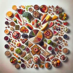 Artistic Vegan Snack Display: Fruits, Vegetables, Nuts & Seeds