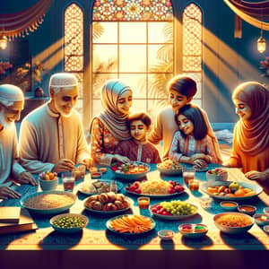 Multicultural Muslim Family Iftar Celebration