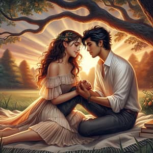 Romantic Scene of Love: Hispanic Woman & South Asian Man