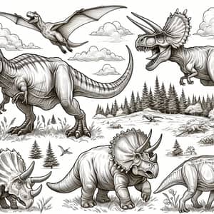 Dinosaur Coloring Pages: T-rex, Triceratops, Pterodactyl