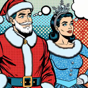 Santa Claus and Snow Maiden Comic Illustration