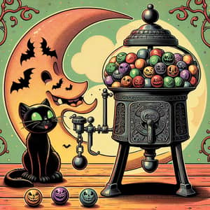 Vintage Halloween Gumball Machine Illustration