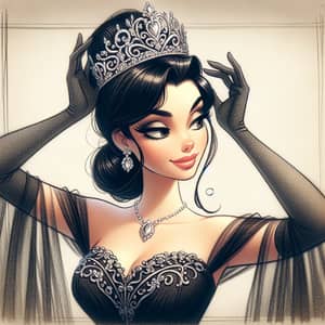 Elegant 1950s Vintage Lady in Cartoon Style