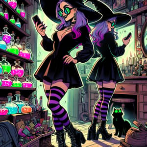 Quirky Witch in Neon Potion Cottage