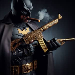 Dark Knight Vigilante with Cigar and Gold AK-47