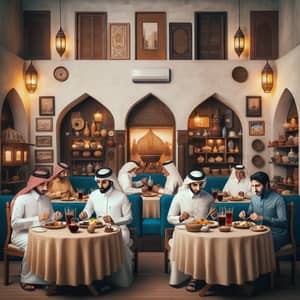 Diverse Dining Scene at Traditional Qatari Restaurant