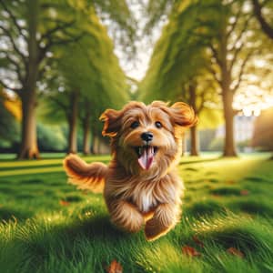 Lively Mid-Sized Dog Running in a Green Park