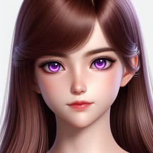 Striking Purple Eyes and Chestnut Brown Hair - Fair Skin Young Female