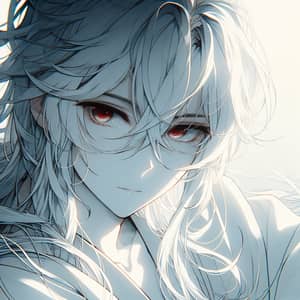 Enigmatic Anime Boy with White Hair | Captivating Gaze