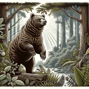 Detailed Illustration of a Grizzly Bear in Natural Habitat