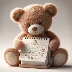 Cute Teddy Bear with Calendar | 10th Day Highlighted