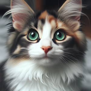 Adorable Domestic Cat with Green Eyes and Soft Fur