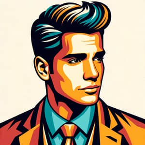 Stylized Icon of Confident South American Male Singer