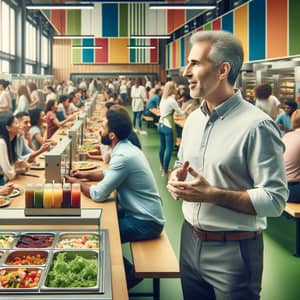 Engaging Scene: Vibrant Cafeteria Conversations