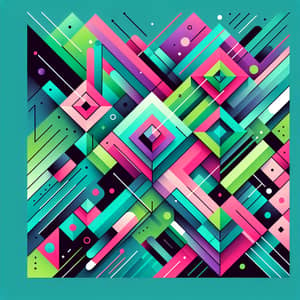 Vibrant Geometric Design Illustration in Green, Pink, Purple, and Turquoise