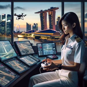 Skilled UAV Pilot in Singapore | City Skyline Background