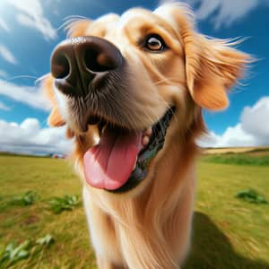Playful Golden Retriever Frolicking on Green Field | Happy Dog Scene