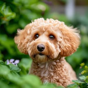 Charming Cockapoo Pet Photography in Whimsical Garden Setting