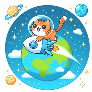 Cat Flying around Earth - Stunning Image