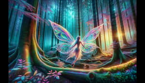 Mystical Forest Scene with Glowing Fairy | Vibrant Colors