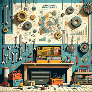 Playful Preventive Maintenance Scene | Abstract Illustration with Tools