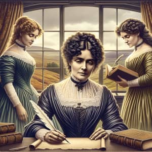 Bronte Sisters: Victorian Era Authors Illustration