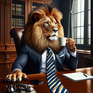 Majestic Lion Boss | Business Suit, River Tie | Professional Setting
