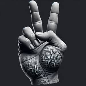 Realistic Hand Making Peace Sign with Basketball Texture