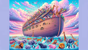 Whimsical Noah's Ark Illustration for Kids