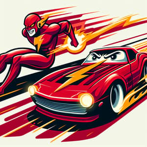 Fast Red Race Car vs Muscular Humanoid - Epic Race Scenario