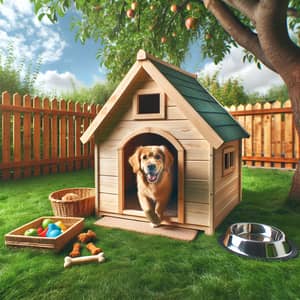 Wooden Dog House in Lush Green Backyard - Best Dog House Design