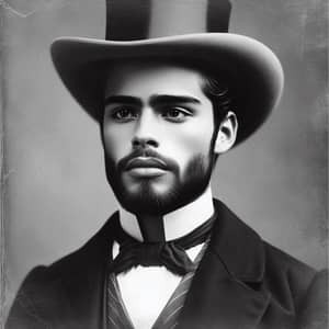Black and White Victorian Portrait of Elegant Man