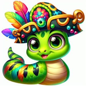 Captain Brave Tail - Vibrant Snake Captain with Cheerful Twinkle Eyes