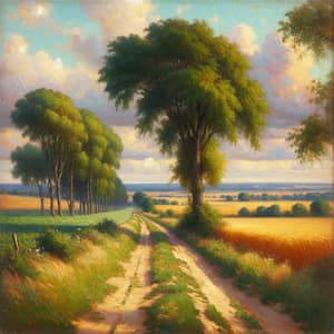 Majestic Impressionist Rural Landscape Painting