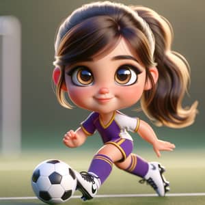 Adorable Young Girl 3D Animation Soccer Scene | Pixar Style
