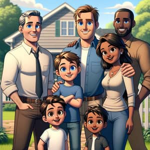 Cheerful Family Photo in 3D Animation Style | Brotherly Love Captured