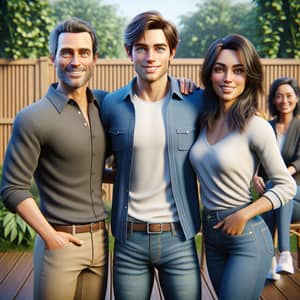3D Family Love Animation Scene with Brothers and Sisters Smiling