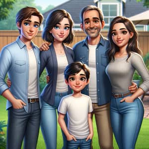 Happy Family Photo in 3D Animation Style - Brothers, Sisters & Mom